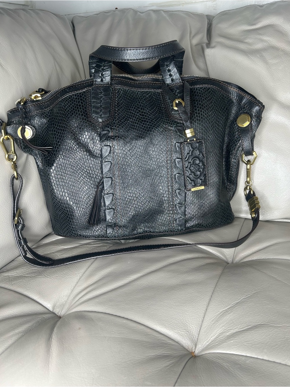 orYANY Cassie Women's Black Genuine Leather Handbag Purse Shoulder Bag